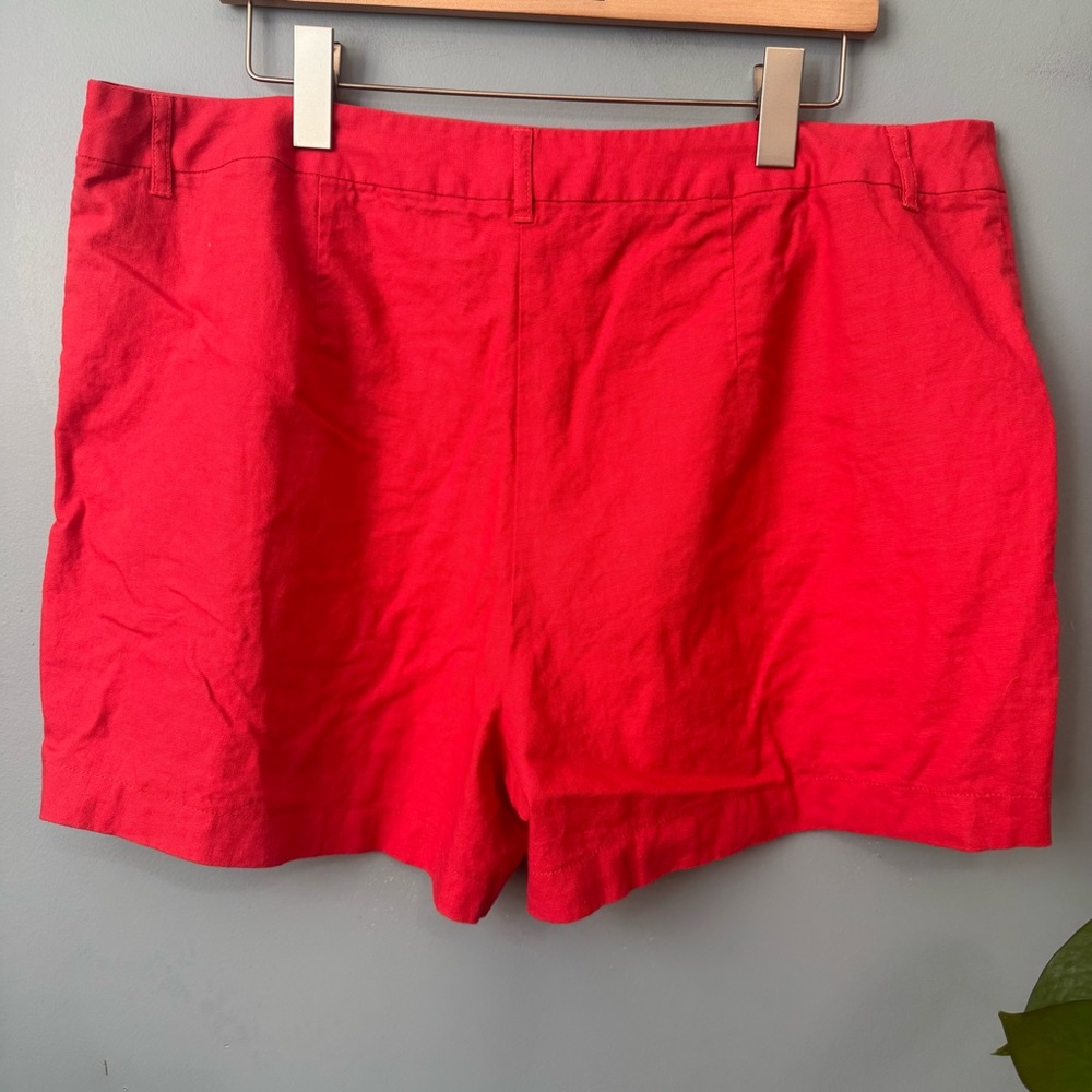 Boden Red Linen Cotton Blend 6” Shorts. FLAW. Women’s Size 16 - Picture 4 of 10